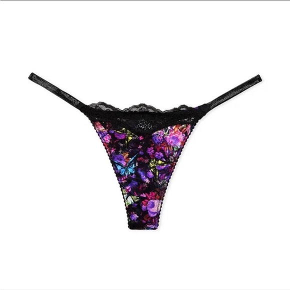 NWT Victoria’s Secret Shine Strap Thong Panty Floral Large - Picture 3 of 7
